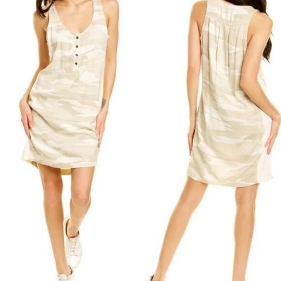 Splendid Camo Twill Tank Jumper Style Dress Size Small Beige Tan  Cream Camo - Picture 1 of 7